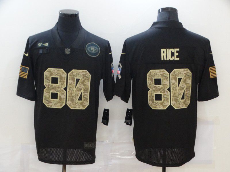 Men San Francisco 49ers #80 Rice Black camo Lettering 2020 Nike NFL Jersey->san francisco 49ers->NFL Jersey